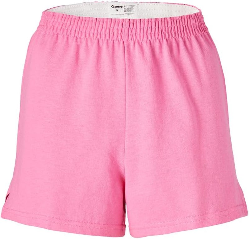 Women's Junior Authentic Cheer Short - Comfortable Cotton Blend, for Gym, Dance, Elastic Waistband, Soft Fabric (US, Alpha, Large, Regular, Regular, Pink)